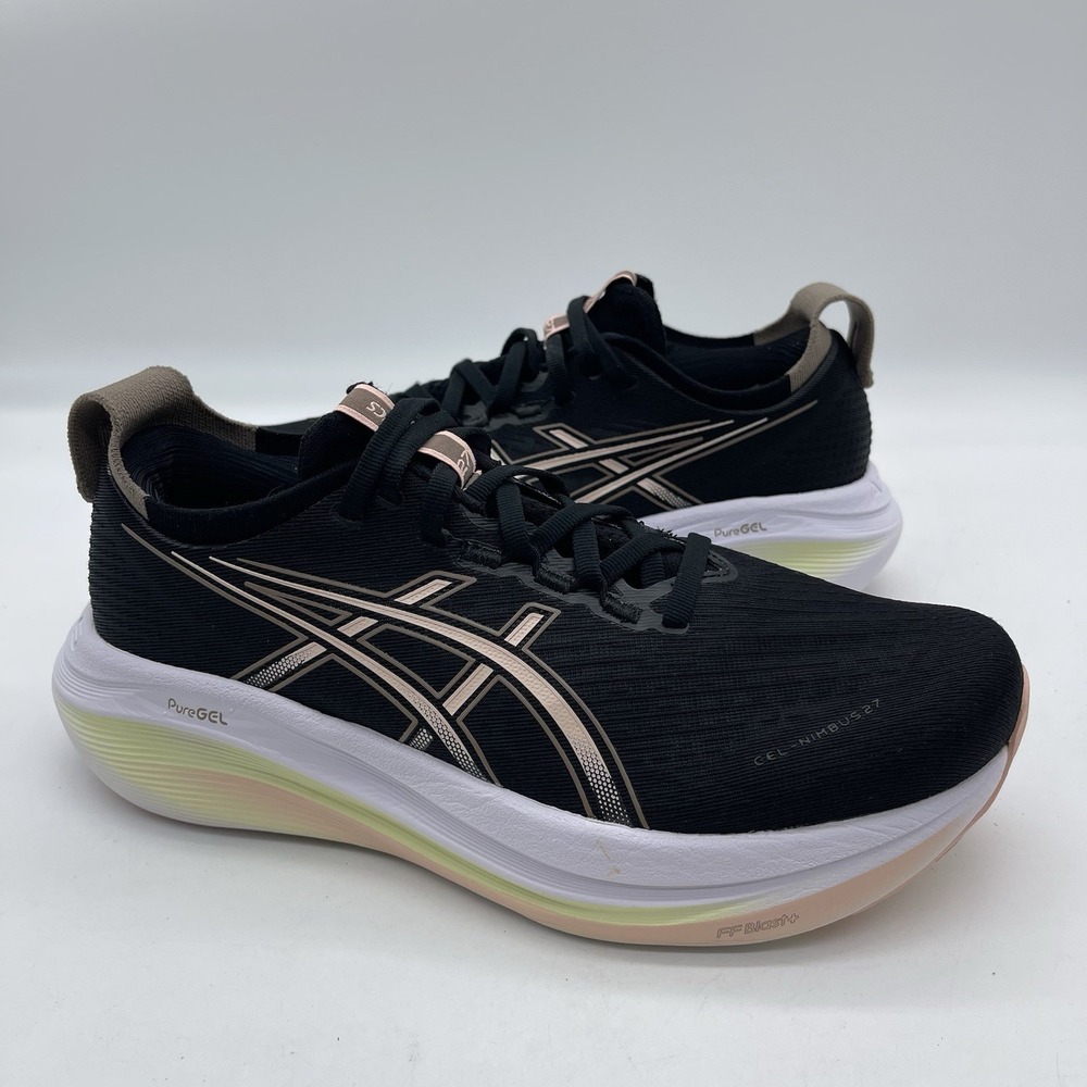 Asics Gel Nimbus 27 1012B753 Women's Size 9.5 Running Shoes Black Pink Sneakers